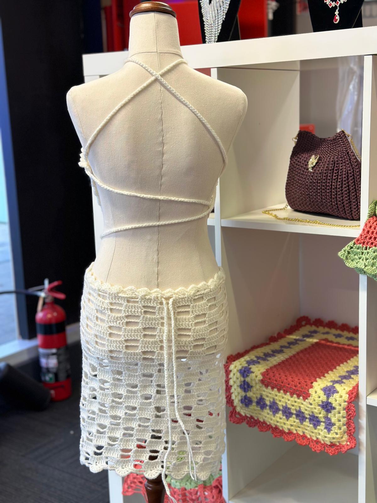 Offwhite Mini Crochet Summer Dress