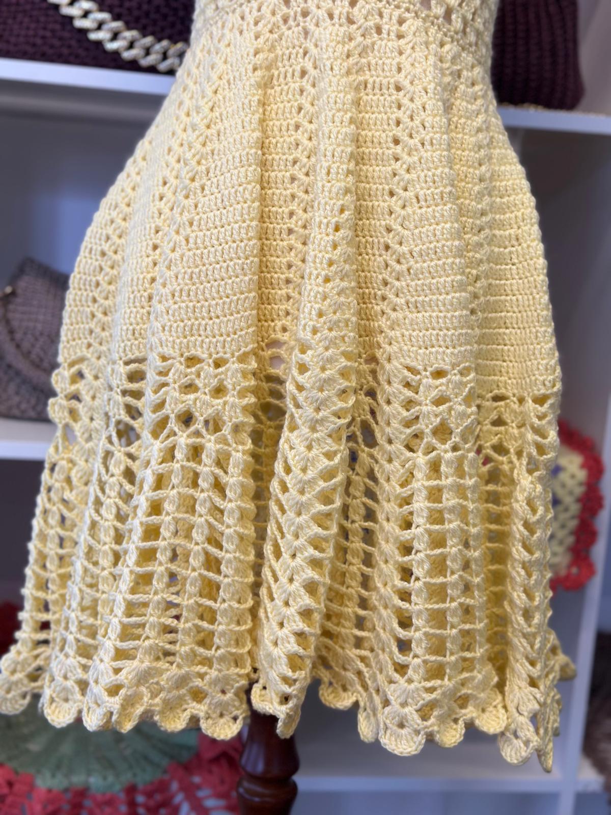 Lemon yellow Crochet Dress