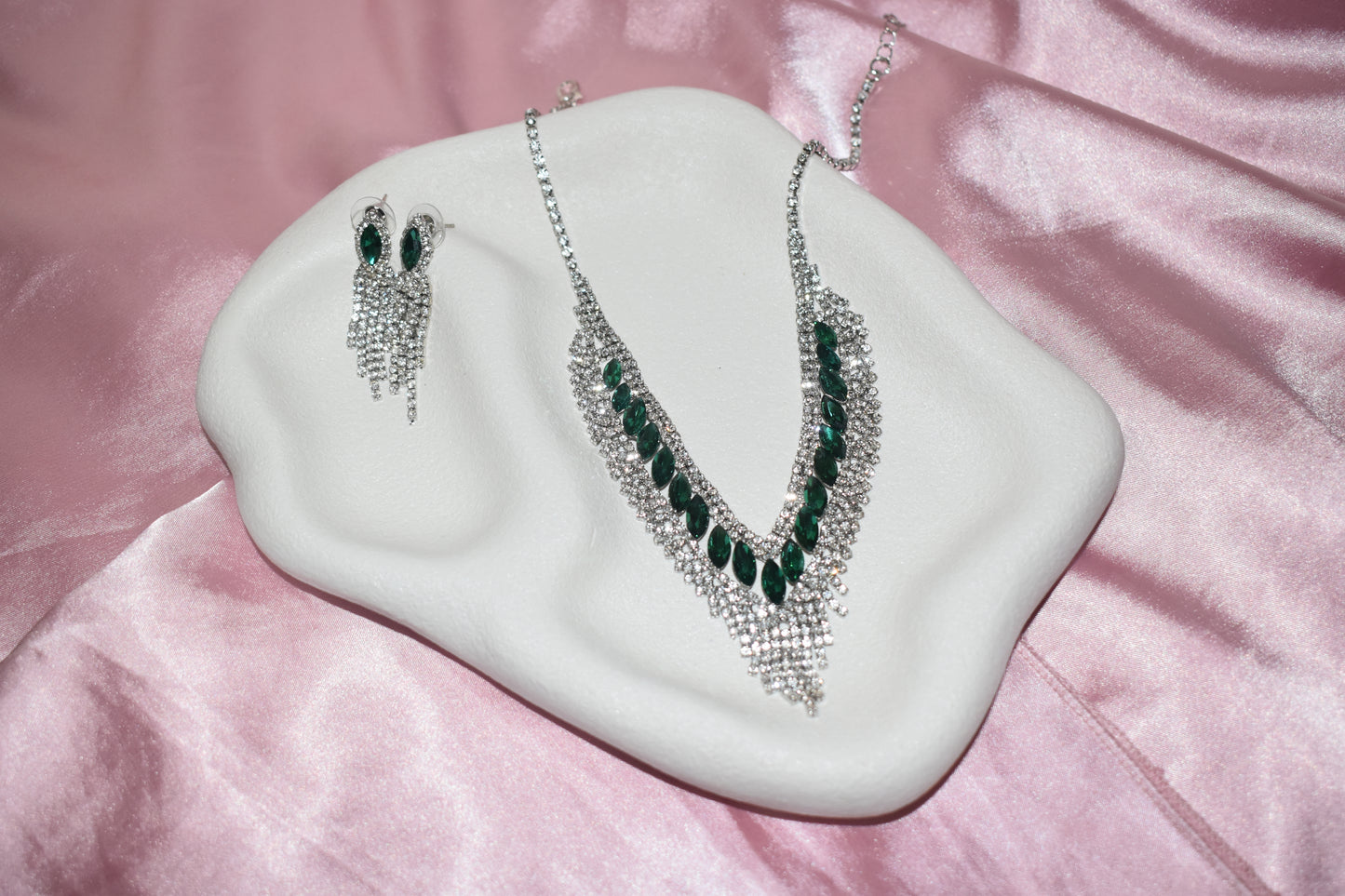 Silver Plated Jewellery Set with Rhinestones