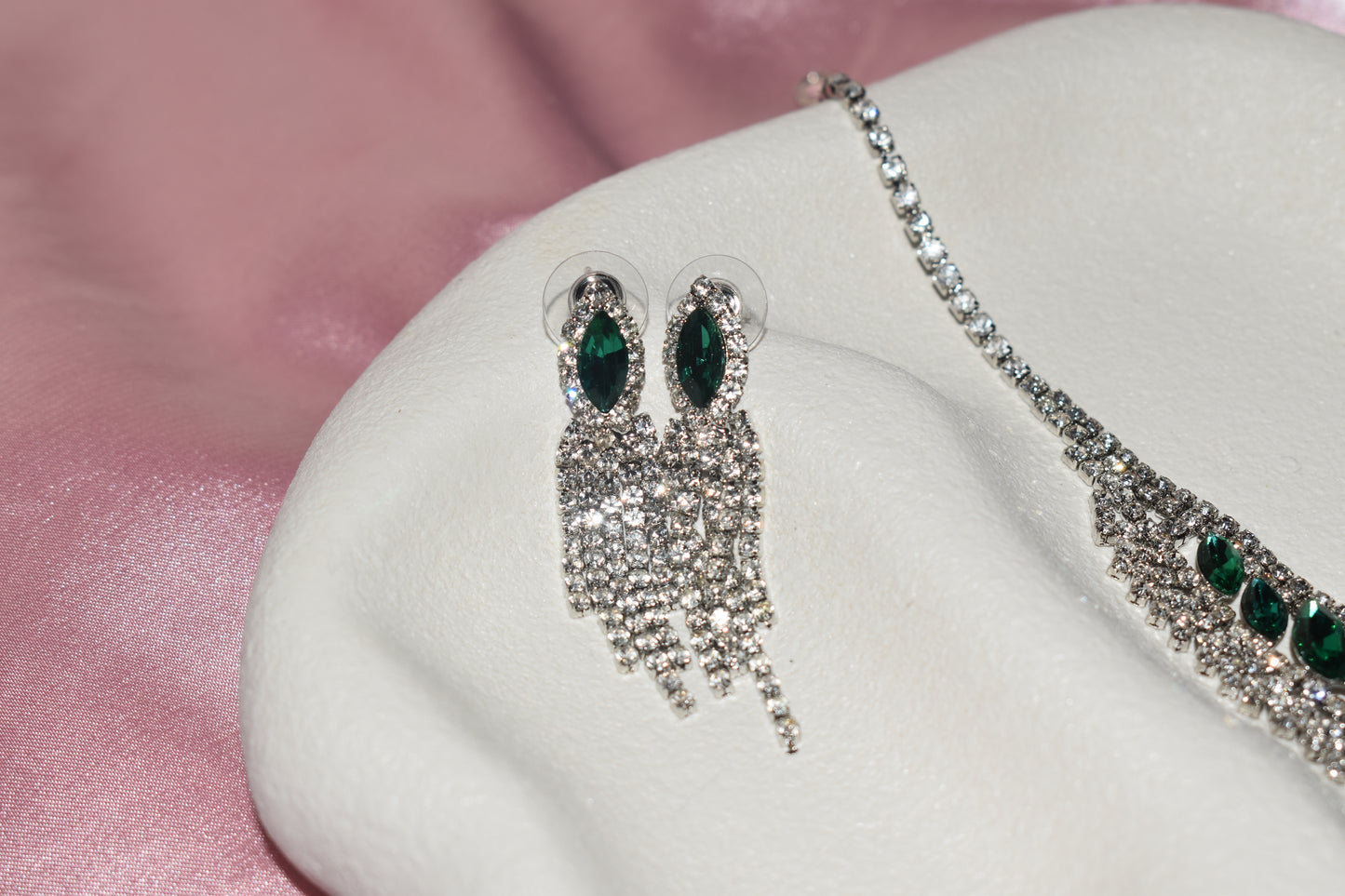 Silver Plated Jewellery Set with Rhinestones