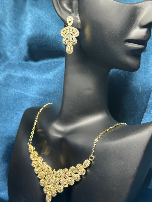Gold Plated Jewellery Set with Zircon Stones