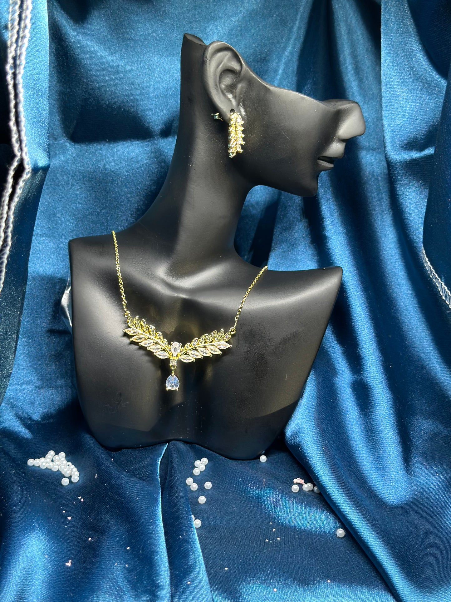 18K Gold Plated Pendant and Earrings Set with Zircon Stones