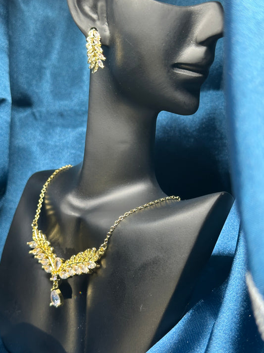 18K Gold Plated Pendant and Earrings Set with Zircon Stones