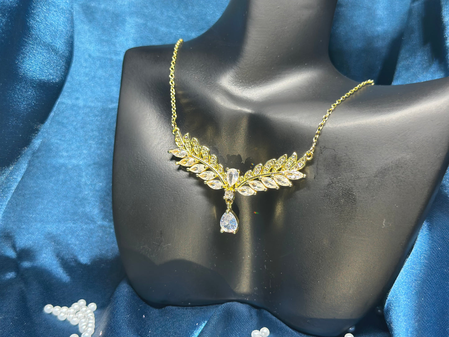 18K Gold Plated Pendant and Earrings Set with Zircon Stones