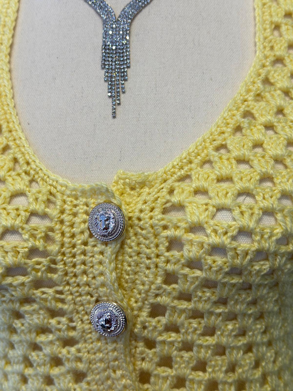 Lemon yellow Crochet Dress