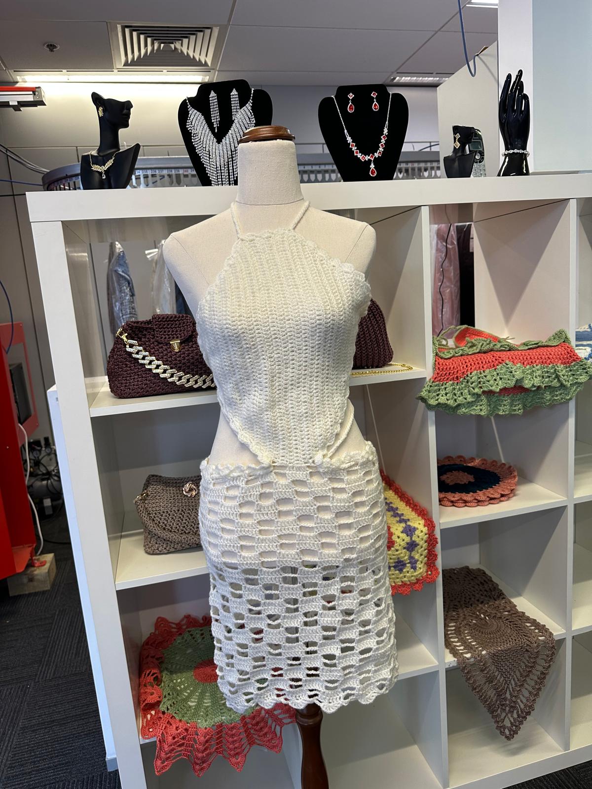 Offwhite Mini Crochet Summer Dress