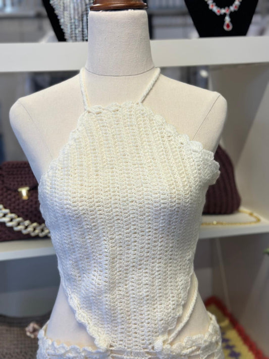 Offwhite Mini Crochet Summer Dress