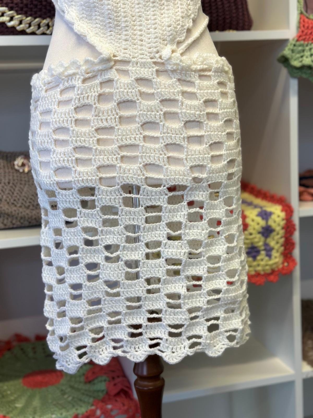 Offwhite Mini Crochet Summer Dress