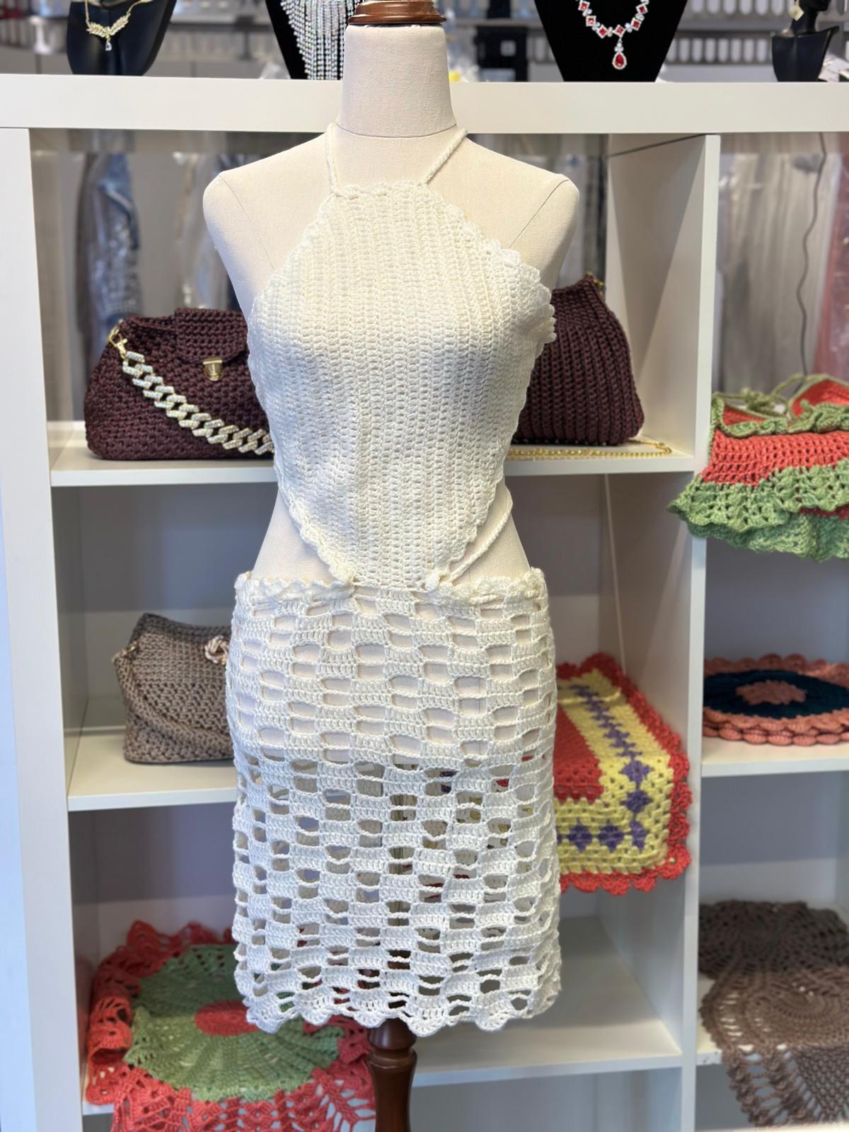 Offwhite Mini Crochet Summer Dress